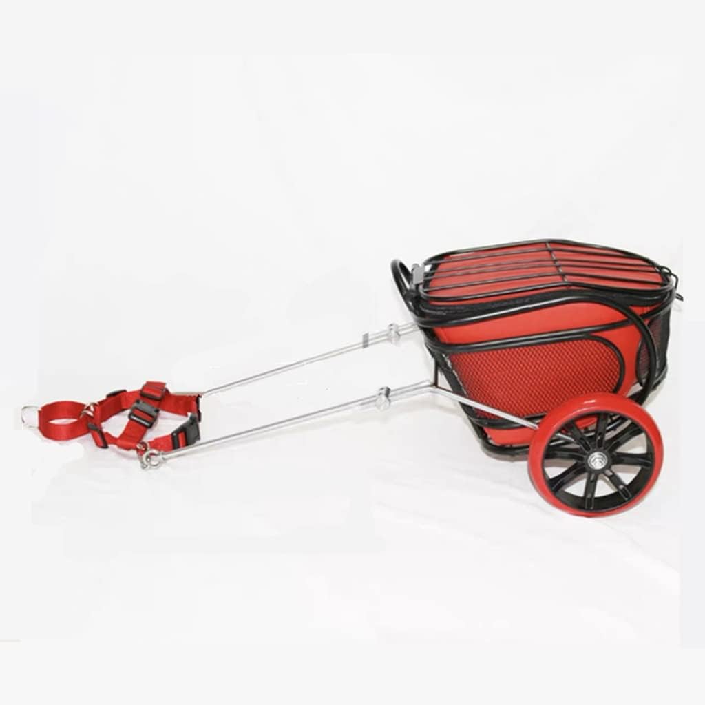 JSEIAJB Dog Trailer Cart with Wheels Fits Chest Cicumference 40-50CM Pet Trailer(White-Dinosaur Doodle4)