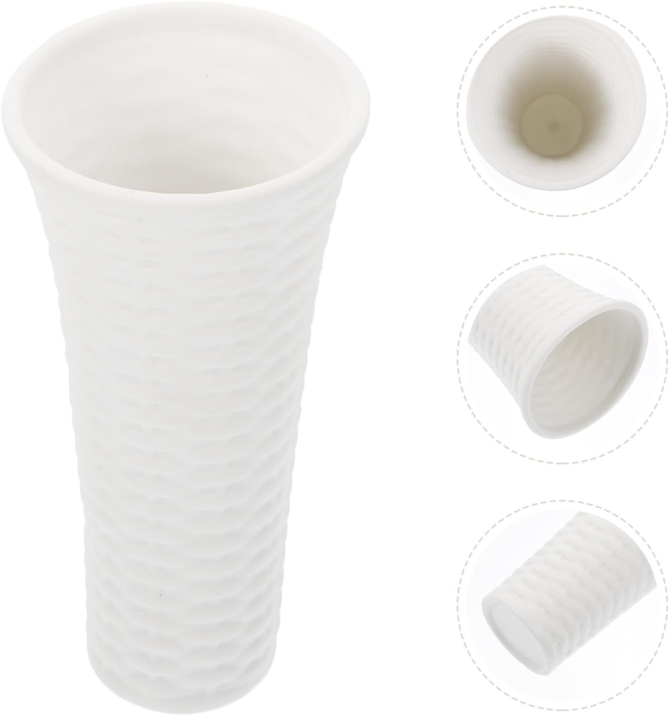 Ceramic Vase for Home Décor White Desktop Planter Simple Style Flower Holder Indoor Outdoor Spring Decorative Art Pot