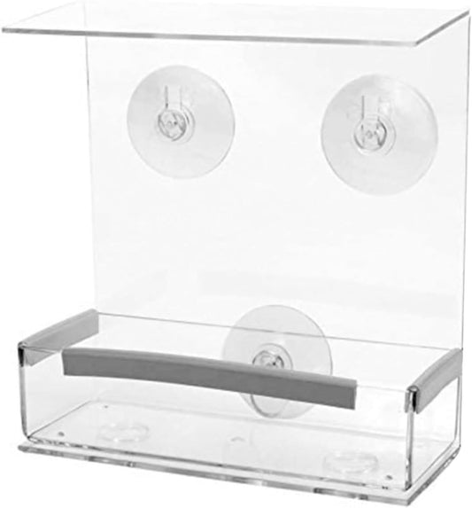 Pet Bird Food Dispenser Parrots Feeder Clear Tray Bird Food Container 