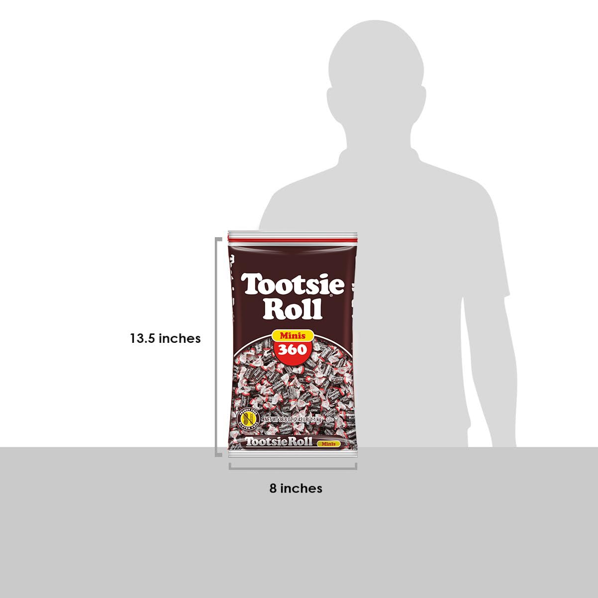 Tootsie Roll Midgees – Chewy Chocolate Gluten-Free Candy Minis – Bulk Bag of Individually Wrapped Candies for Kids, Parties, Classroom – 360 Count (Pack of 1)