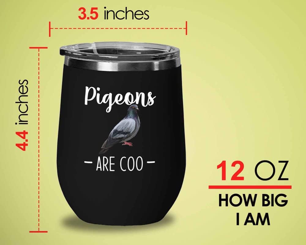 Bird Lover Black Edition Wine Tumbler 12oz - Pgeons are coo - Hummingb