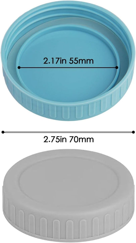 Vaincre 8PCS Mason Jar Lids - Colored Plastic Mason Lids Regular Mouth, Leak Proof Canning Covers with Silicone Rings for Ball, Kerr and More, Reusable Can Tops Caps Covers for Jars