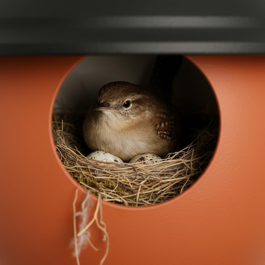 3pc Composite Clay Bird House for Outside, Water Proof Hanging Birdhouse. Squirrel Proof Mordern Design Style Nest Box. Super Lasting for Outdoor. 1-1/8" Hole Size for Wrens and Chickadees