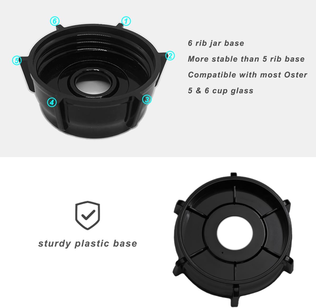 for Oster Blender Replacement Parts Blender Ice Blade with Jar Base Cap and Two Rubber O Ring Seal Gasket Accessory Refresh Kit