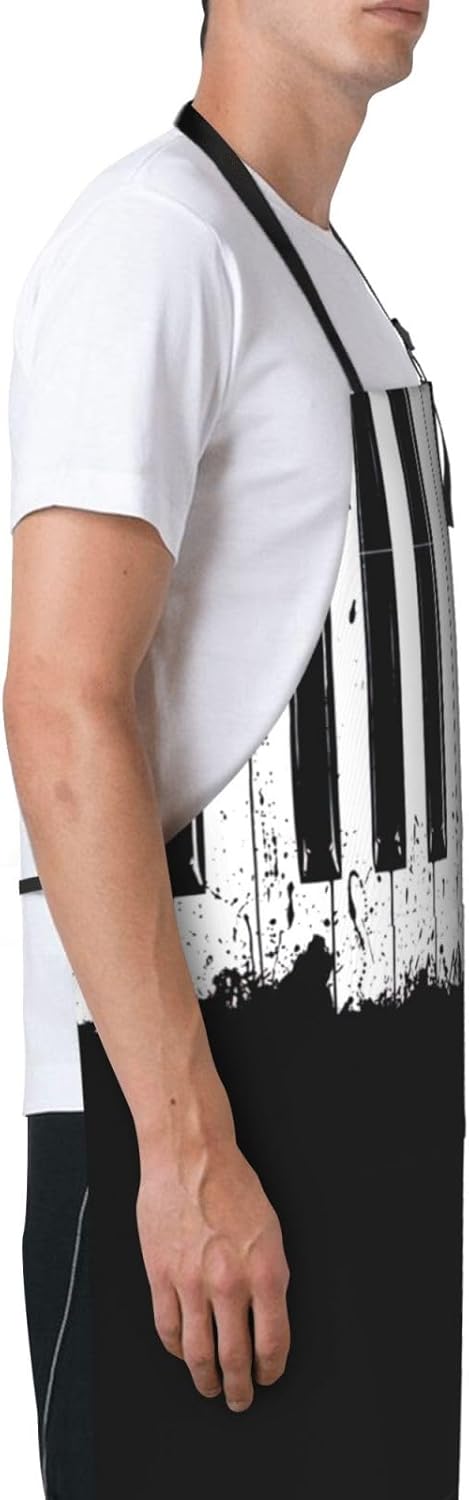 Piano print Waterproof apron with pocket adjustable cooking apron for adult kitchen bibs to bake