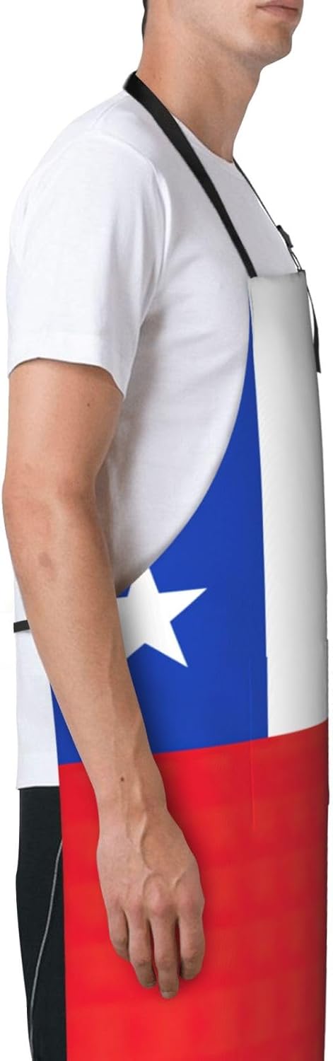 Flag of Chile Print Laundry apron 28x33 In Waterproof Kitchen Apron with Pockets for Cooking Baking