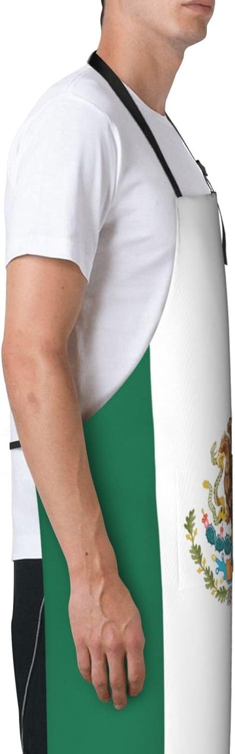 Flag of Mexico print Waterproof chef's apron with pocket apron for kitchen cooking baking barbecue and gardening