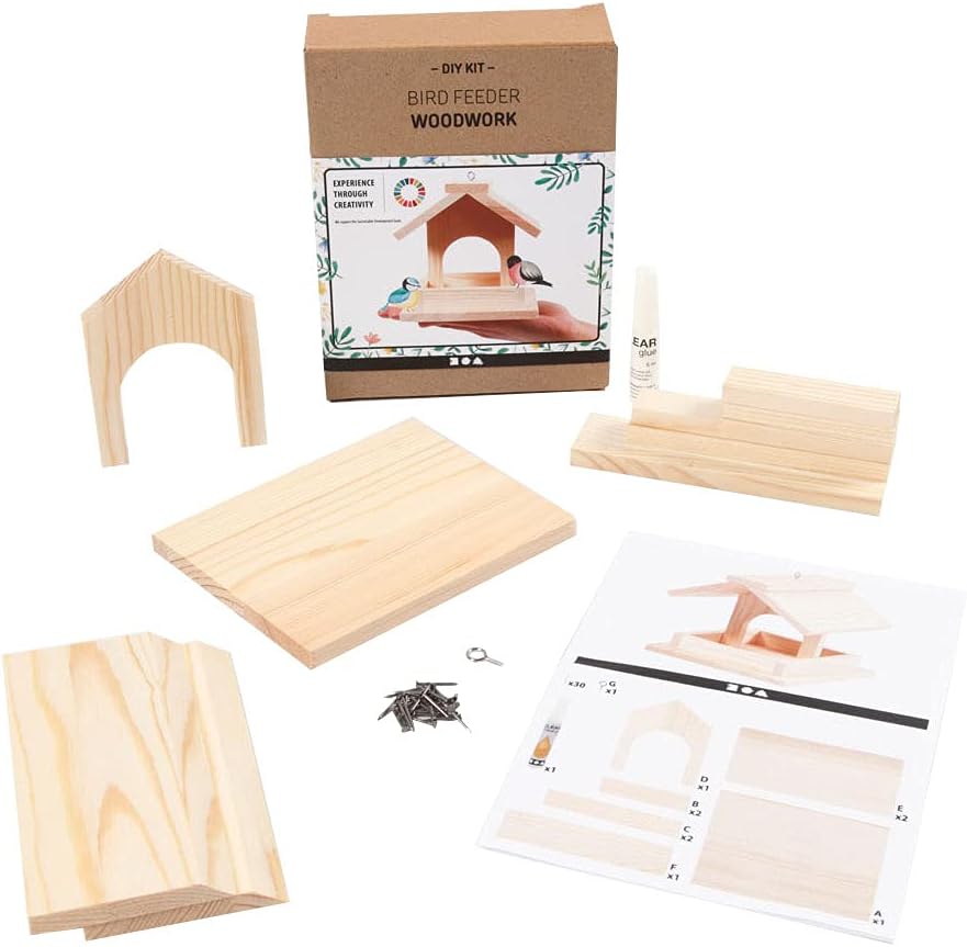 Bird Table, H: 12.5 cm, Depth 14.5 cm, Pine, 1pack, W: 11.5 cm