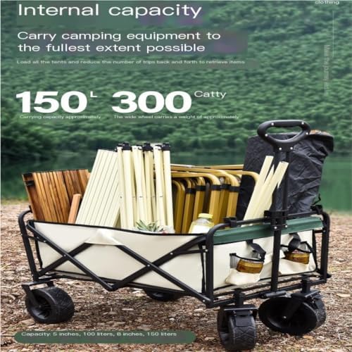Portable Camping Cart,Beach Trolley Cart for Camping and Picnics Off Road Wheels Folding Design Small Pull Cart for Outdoor Activities Outdoor Camping Equipment(A)