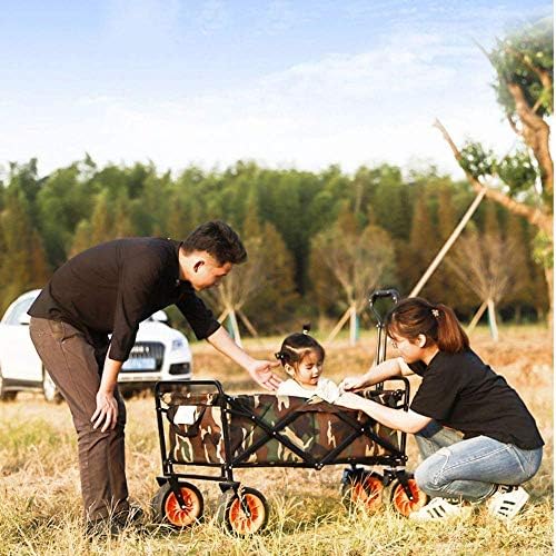 Folding Trolley Cart Folding Wagon Garden Trolley Capacity 60 Kg Portable Garden Cart with 4 Wheels for Transport Garden Tools Pets Travel Camping Concerts Beaches (Red)