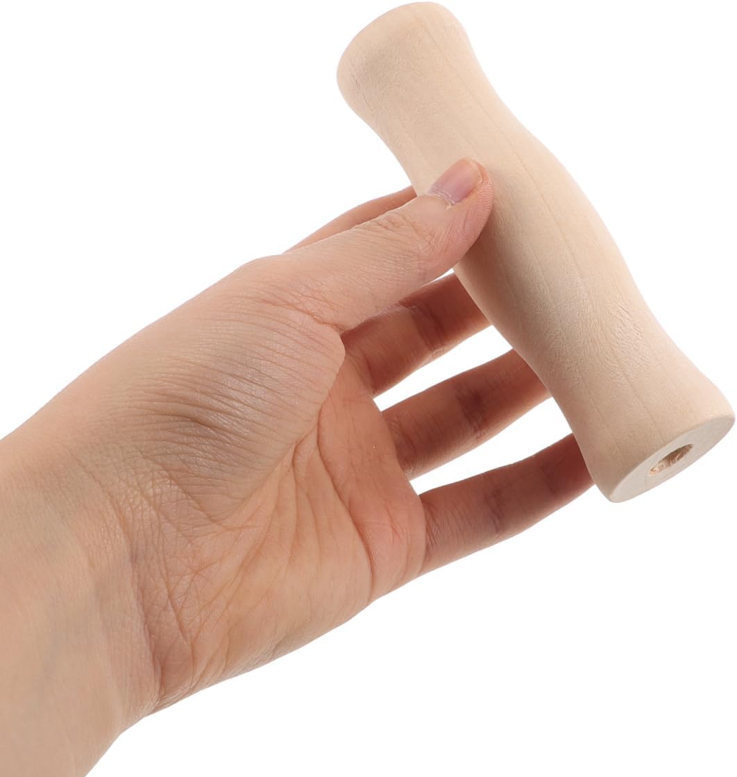 Cabilock 4Pcs Wooden Replacement Handles with 8mm Hole, 11cm Hardwood 