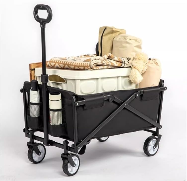 Wagon Cart Beach Wagon Garden Wagon Portable Folding Garden Trolley Cart Heavy Duty Trolley Wagon Shopping Cart for Outdoor Camping Pull Truck Grocery Wagon Utility Wagon