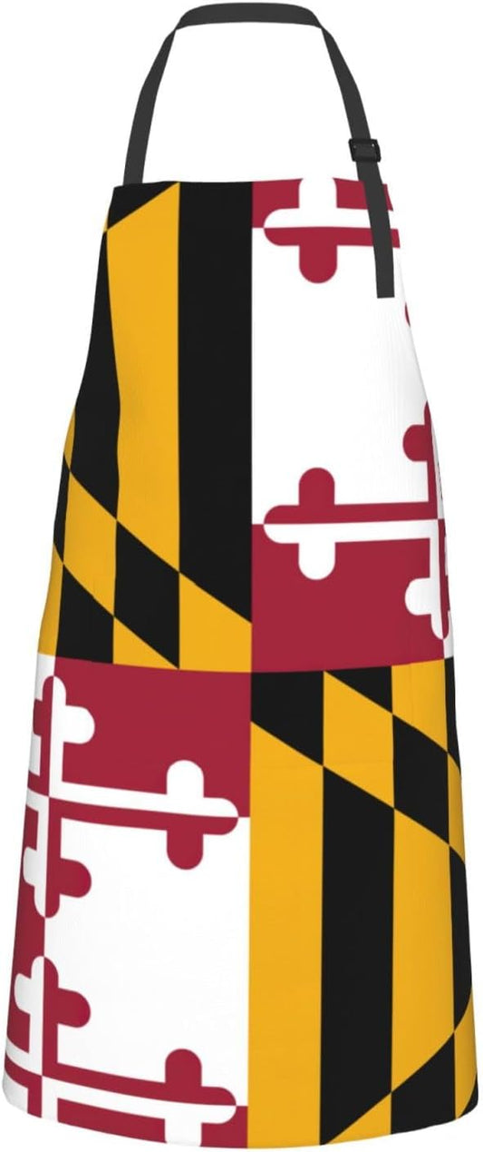Maryland State Flag print Waterproof chef's apron with pocket apron for kitchen cooking baking barbecue and gardening