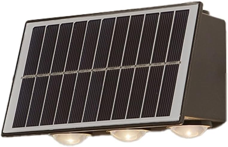 Modern Solar LED Outdoor Wall Light Sconce IP65 Waterproof Aluminum Up Down Light Fixture, Dusk to Dawn Auto On/Off Exterior Warm Lighting for Garden Patio Porch Fence Pathway Cottage(Small)