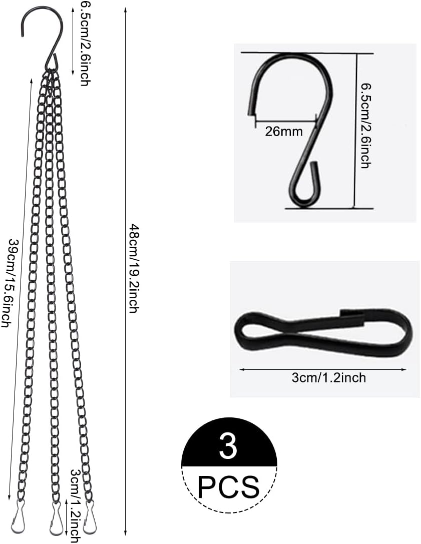 Hanging Baskets Chains 16Inch Plant Hanging Chains 3 Leads Flower Pot 