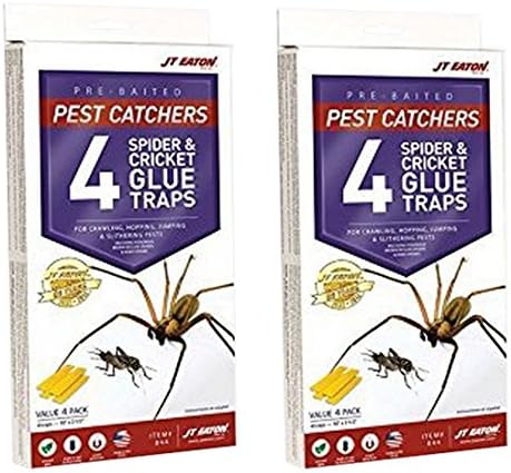 J T Eaton 844 Pest Catchers Large Spider and Cricket Size Attractant Scented Glue Trap, 8 Traps