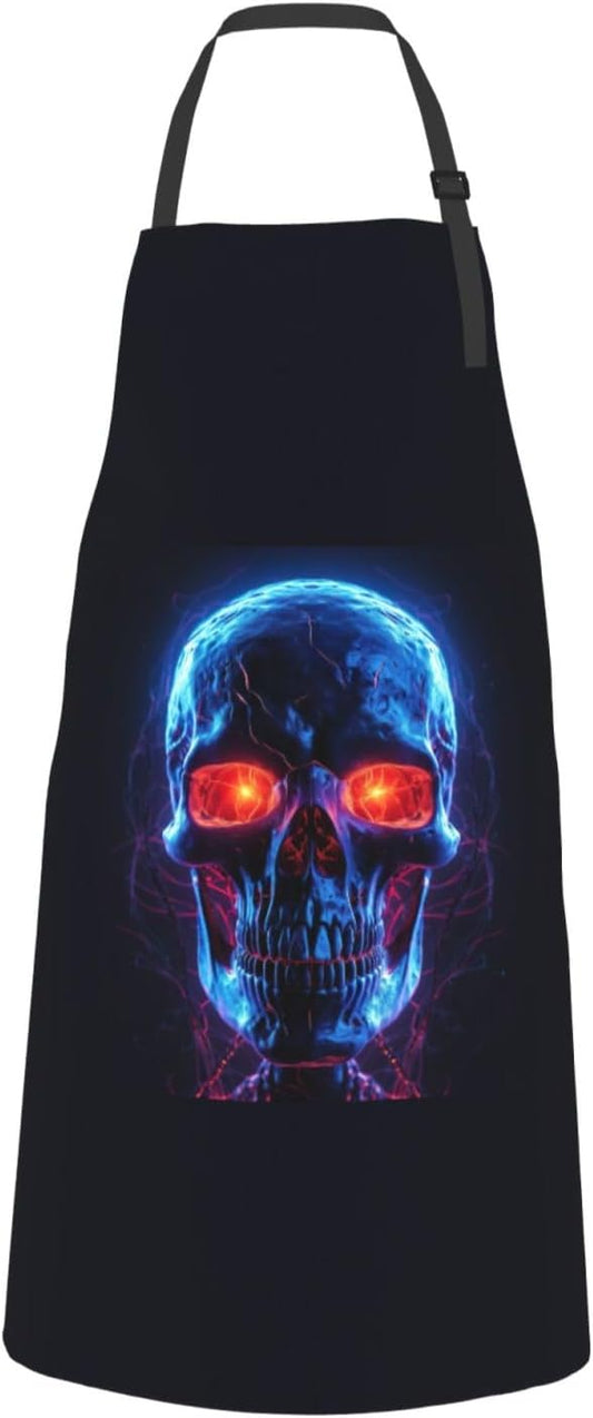 Halloween Skull print Waterproof chef's apron with pocket apron for kitchen cooking baking barbecue and gardening