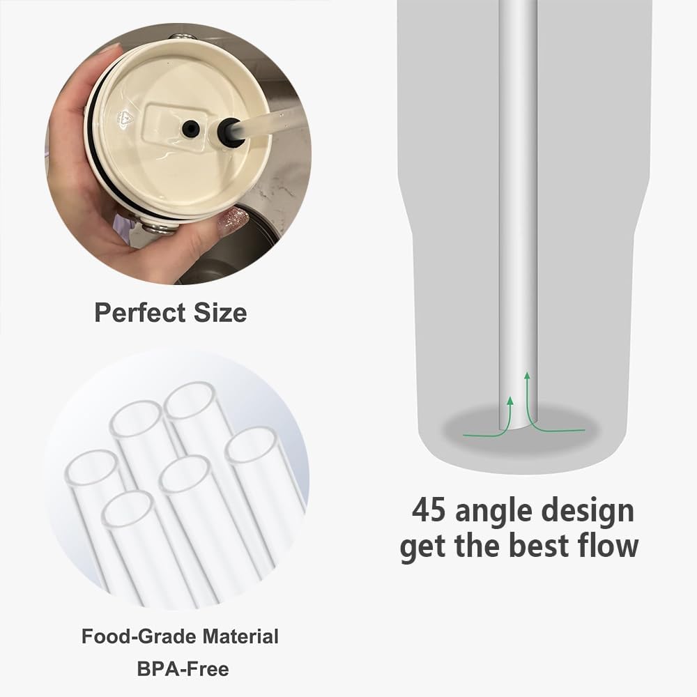 Replacement Straws ONLY Compatible with Stanley IceFlow Flip Straw Tumbler 30 oz,64 oz(Old Model)-Accessories included 6 Straws,1 Cleaning Brush