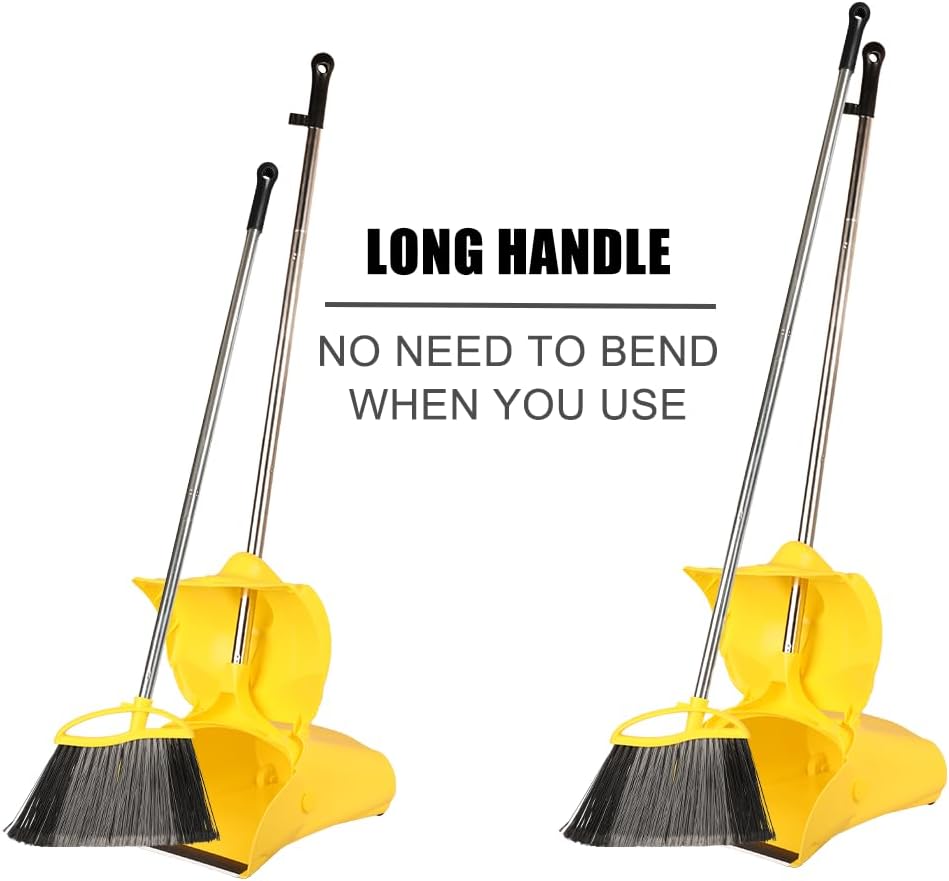 Heavy Duty Outdoor Broom and Dustpan Set - 145CM Extra Long Handle, St