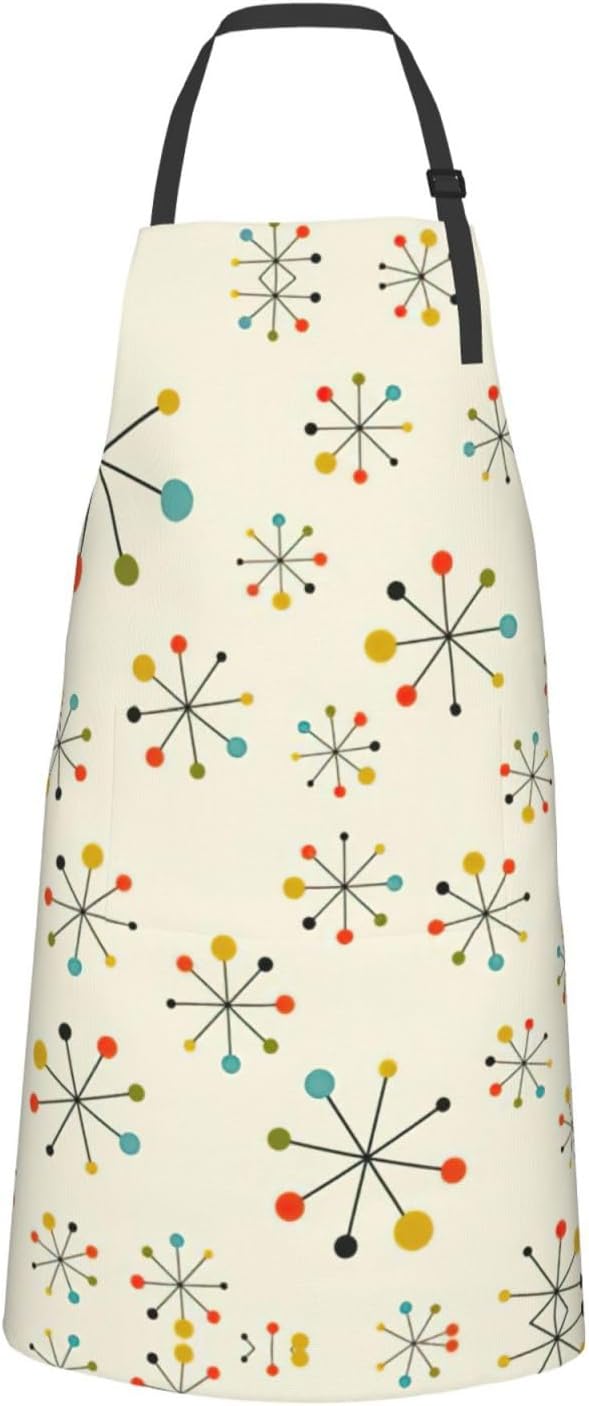 Retro Modern Print Laundry apron 28x33 In Waterproof Kitchen Apron with Pockets for Cooking Baking