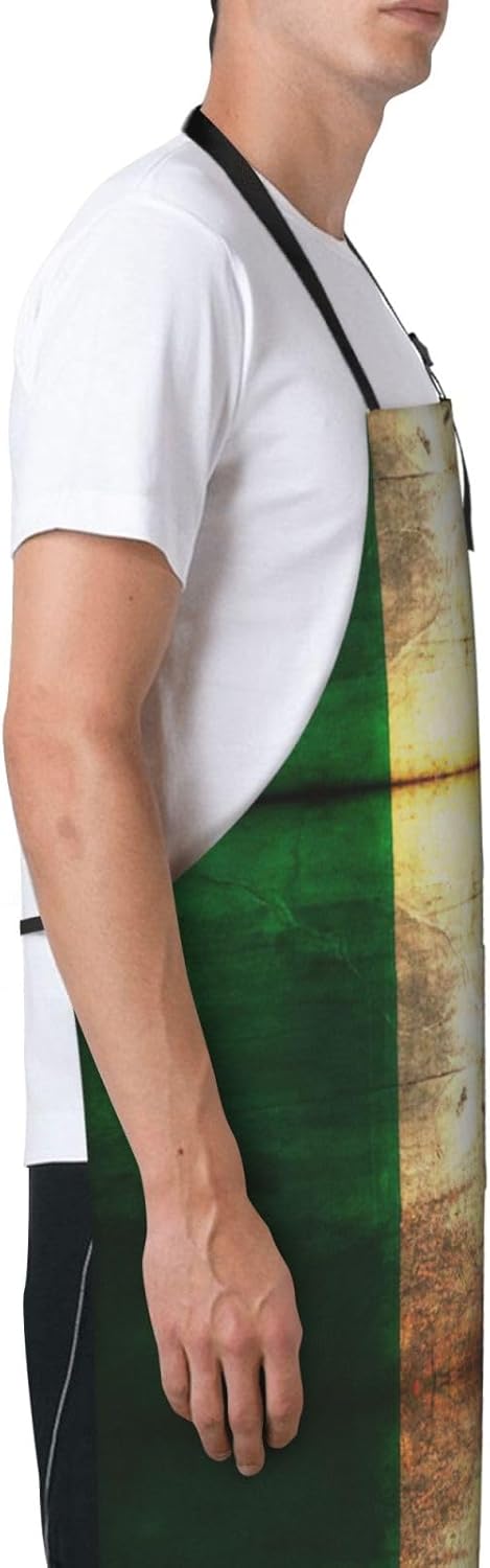 Irish Flag Print Laundry apron 28x33 In Waterproof Kitchen Apron with Pockets for Cooking Baking