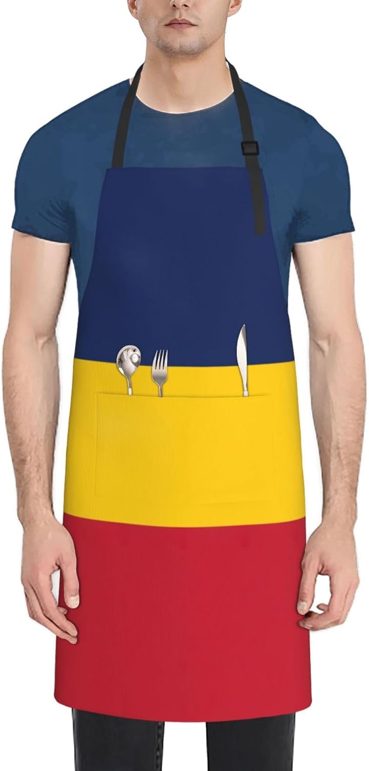 Flag of Chad print Waterproof chef's apron with pocket apron for kitchen cooking baking barbecue and gardening
