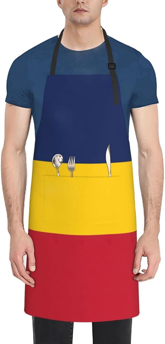 Flag of Chad print Waterproof chef's apron with pocket apron for kitchen cooking baking barbecue and gardening