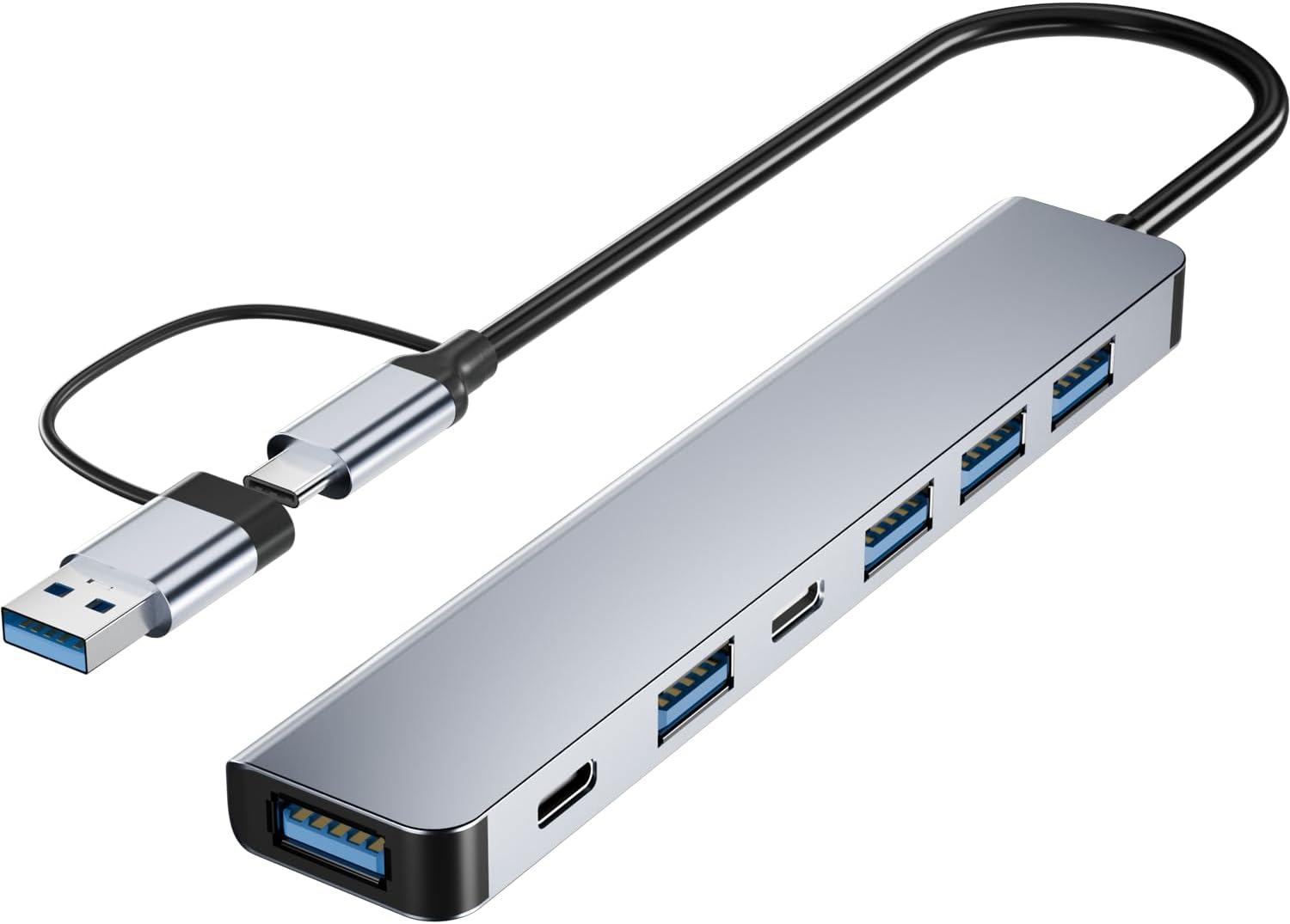 【Upgrade】 USB C/USB Hub, BERLAT Aluminum 7 in 1 USB C & USB Hub with U