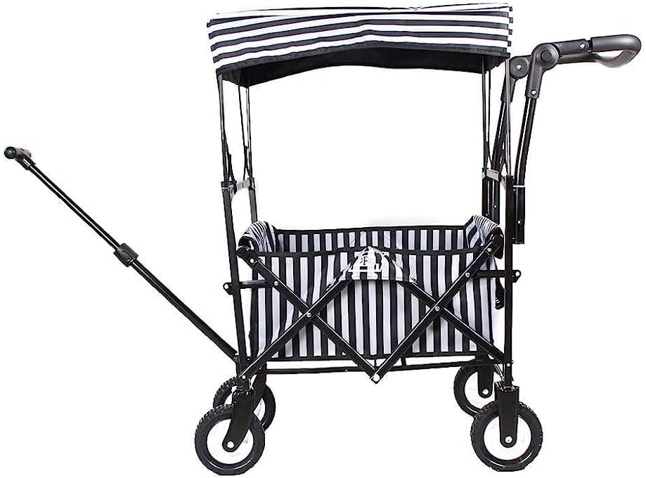 Trolleys, Folding Garden Trolley Cart Heavy Duty Wagon Multi-Function Shopping Cart for Outdoor Camping Beach Pull Truck with 4 Wheels, Load：80Kg/Without Canopy
