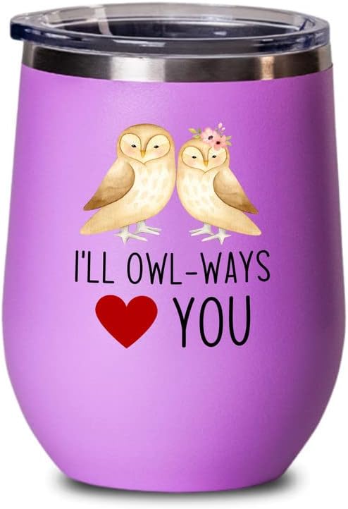Bird Lover Silver Edition Wine Tumbler 12oz - I'll owl-ways love you -