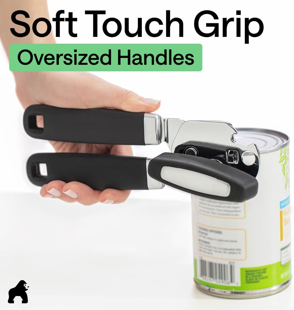 GORILLA GRIP Heavy Duty Stainless Steel Smooth Edge Manual Can Opener 