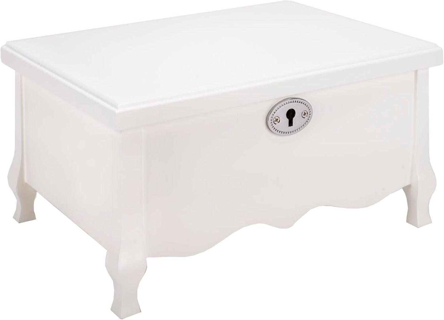 Cottage Garden Ballerina White 8 x 6 MDF Wood and Velvet Musical Jewel
