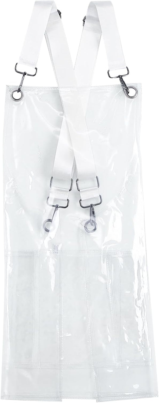 CHICTRY Oil-Proof Waterproof TPU Apron Cross Back Apron Heavy Duty Work Apron for Dishwashing Cleaning Gardening Transparent One Size
