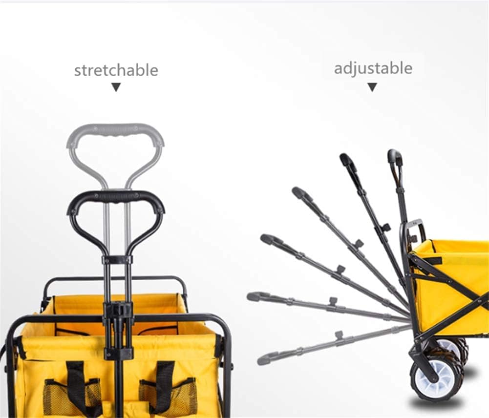 Supermarket Shopping Beach Heavy Duty Foldable Garden Trolley Cart Wagon Truck with 4 Wheels 600D Waterproof Fabric Plastic Wheel Used,3X48.5X90Cm