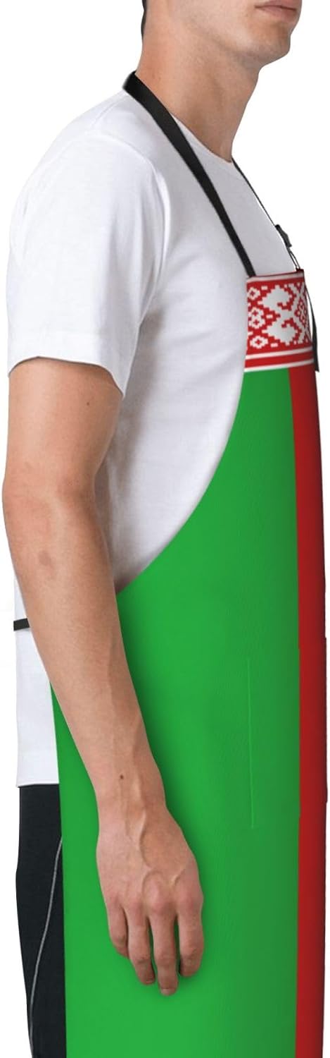 Flag of Belarus Print Laundry apron 28x33 In Waterproof Kitchen Apron with Pockets for Cooking Baking