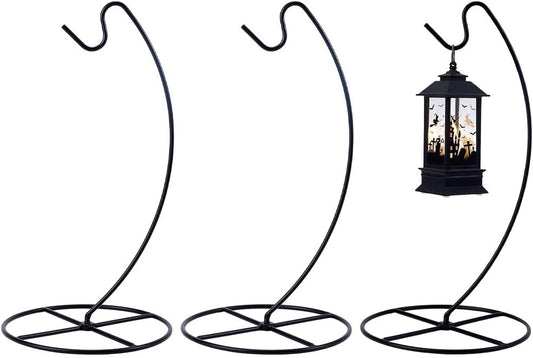 NBEADS 3 Pcs Black Ornament Display Stand, Air Plant Holder Iron Hanging Hook Display Stands Glass Ball Hanger for Home and Office Decor, 6.7x4.9x12.8 inch