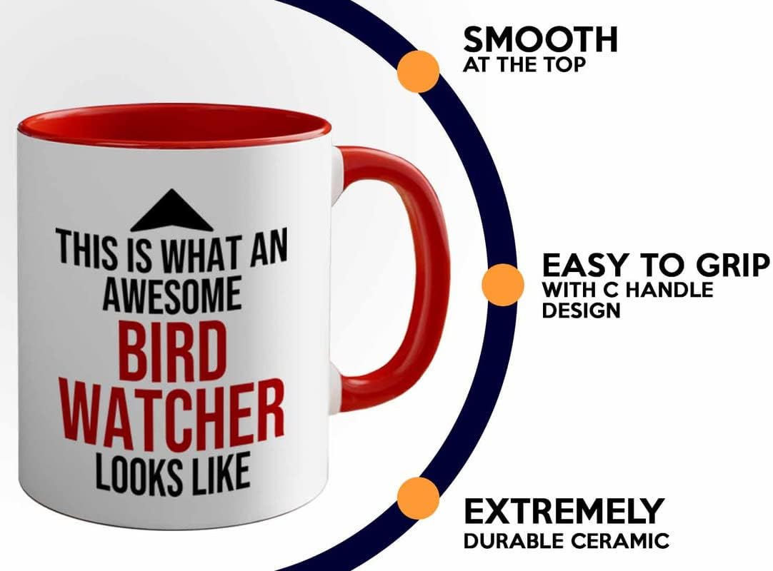 Bird Lover Two Tone Red Edition 11oz - Awsome Bird Watcher Looks Like 