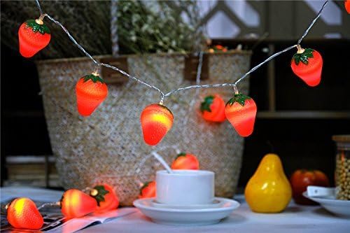 3M 20LED Fruit Strawberry String Lights Battery Powered Indoor Outdoor Lighting Lamp for Wedding Home Birthday Garden Yard Patio Party Christmas Tree Cute Decorations