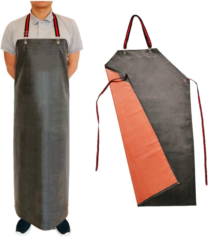 TonLing Thick Rubber Apron, 47.2 x 33.5 Inch Waterproof, Long Chemical