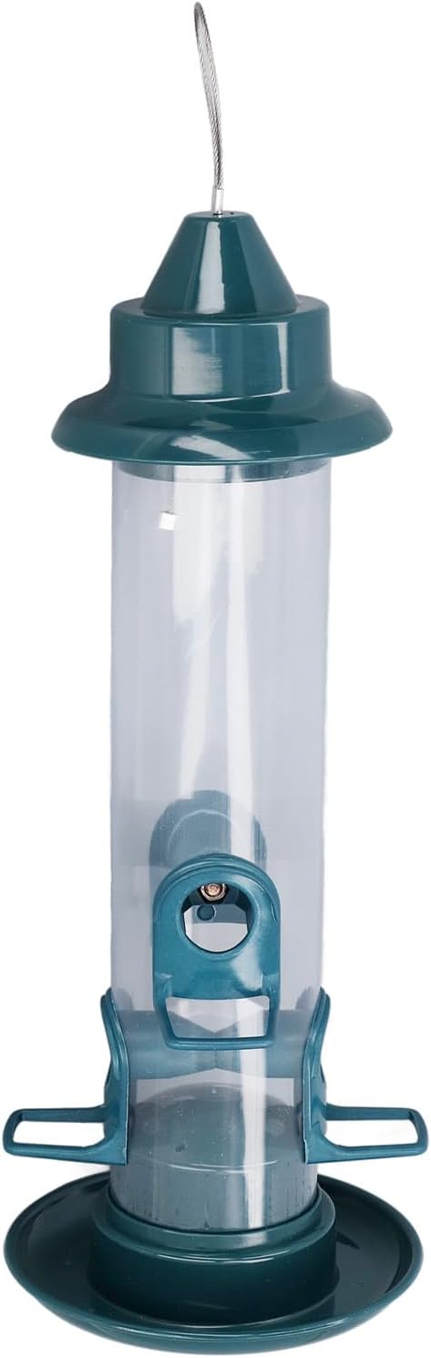 Hanging Bird Feeder Squirrel Proof Adaptable Hook Automatic Feeder 4 Perches Outdoor