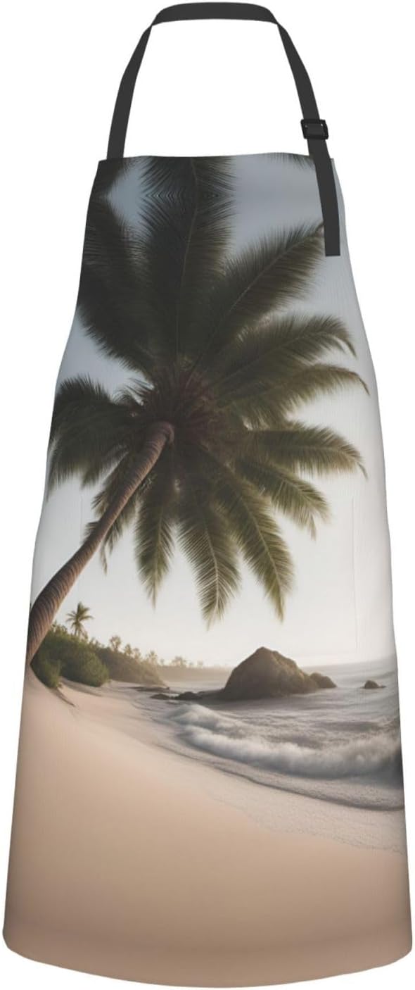 Sand Beach Palm Tree print Waterproof chef's apron with pocket apron f