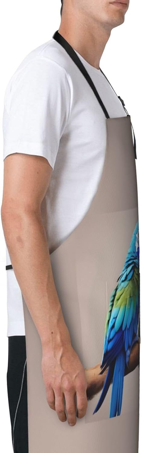 Blue Parrot Hugging 1 print Waterproof chef's apron with pocket apron for kitchen cooking baking barbecue and gardening