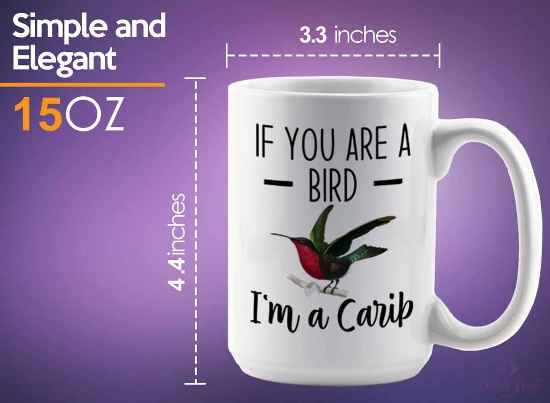 Bird Lover Coffee Mug 15oz White - Bird and carib - Hummingbird Nest Cage Parrot Dad Gardening Outdoor Birdwatcher Feeder