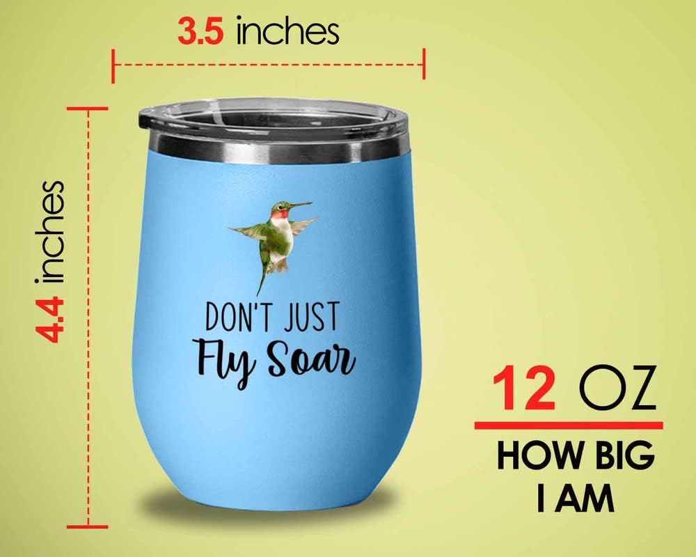 Bird Lover Blue Edition Wine Tumbler 12oz - Don't just fly soar - Humm