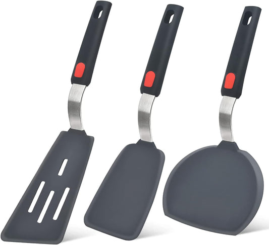 Silicone Spatula Turner Set of 3, Beijiyi 600°F Heat Resistant Cooking