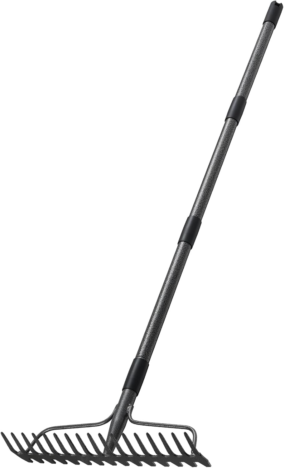 63'' Bow Rake ，17 Tines Metal Head Rakes with Stainless Steel Handle，H