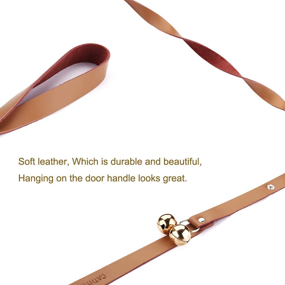 Leather Dog Doorbells for Door Knob, Adjustable Brass Potty Training B