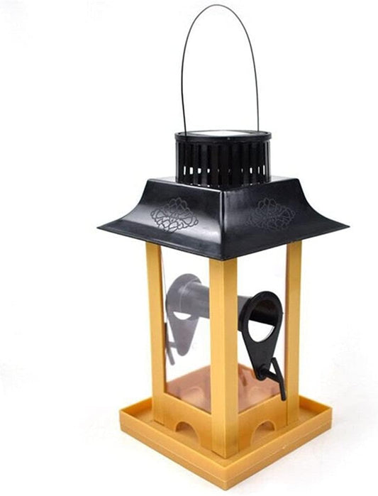Solar Light Bird Feeder Bird Feeding Station Large Capacity Bird Food Container Bird Feeders Household Decoration