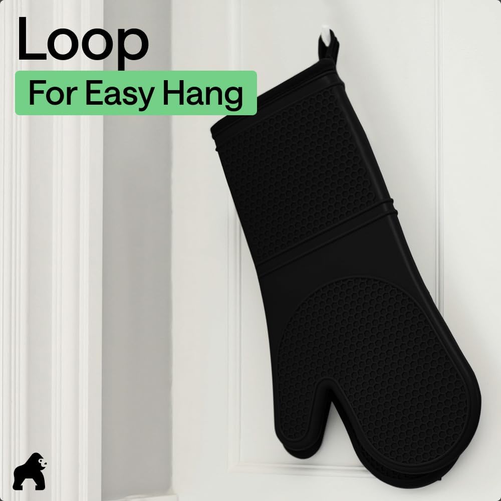 GORILLA GRIP BPA-Free Soft Silicone Oven Mitts, Heat Resistant and Wat