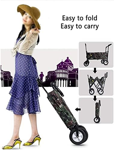 Portable Camping Cart,Outdoor Folding Utility Wagon Folding Camping Cart Garden Cart Portable Rolling Beach Outdoor Transport Vehicle Double Brakes 85 X 50 X 28cm Load-Bearing 80